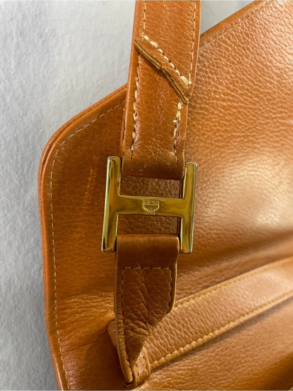MCM rare Nature line Tan Leather Shoulder Bag with Gold Hardware